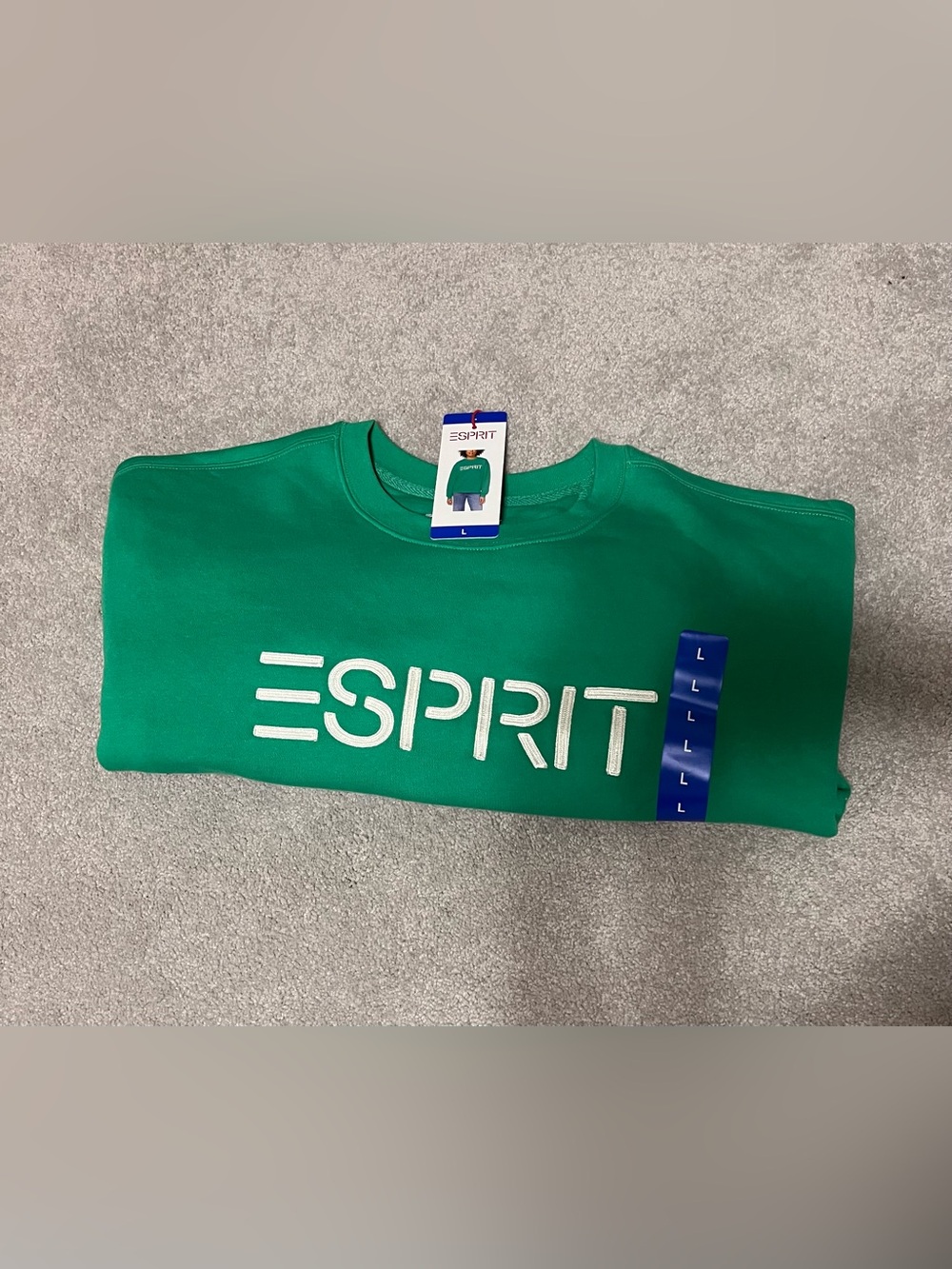 Esprit Sweatshirt Green with white logo size L NWT